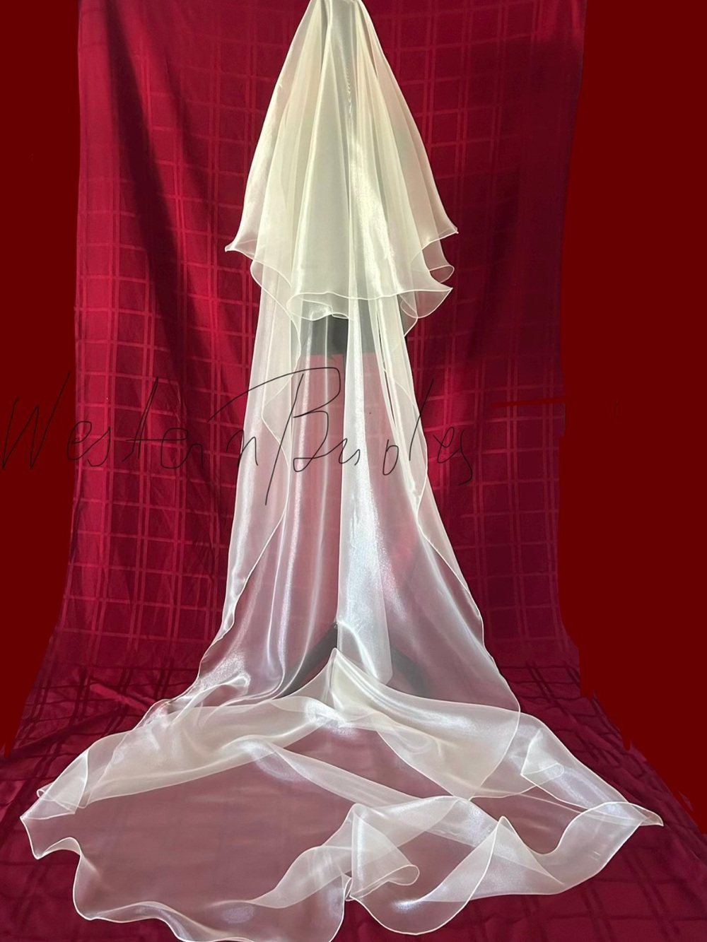 Sheer Ivory Bridal Veil with Soft Rolled Edge